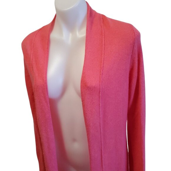 Sundance Womens Open Front Cardigan Sweater Large 100% Cashmere Coral Pink Long - Picture 2 of 6